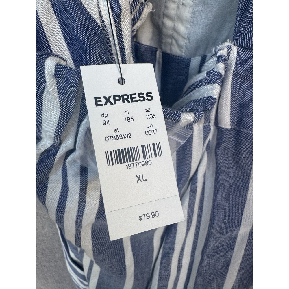 NWT Express Jumpsuit XL Striped  Tie Back Buttons Casual Square‎ Neck - Picture 6 of 7